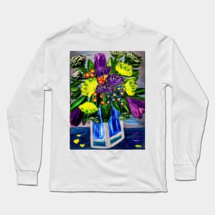 beautiful bouquet flowers in a glass vase Long Sleeve T-Shirt